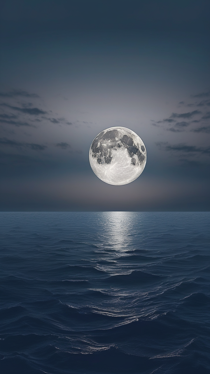 Moonrise over ocean wallpaper