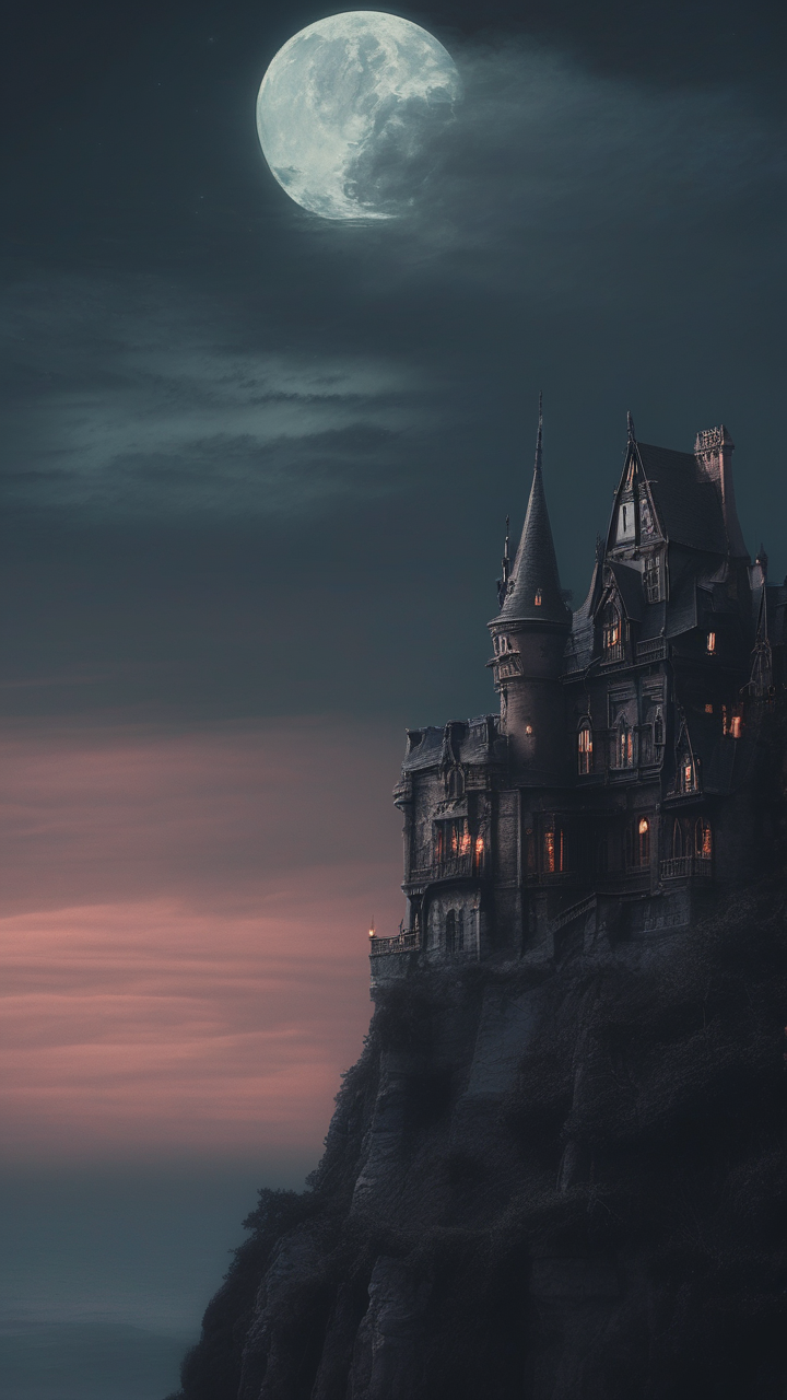 Haunted castle on cliff
