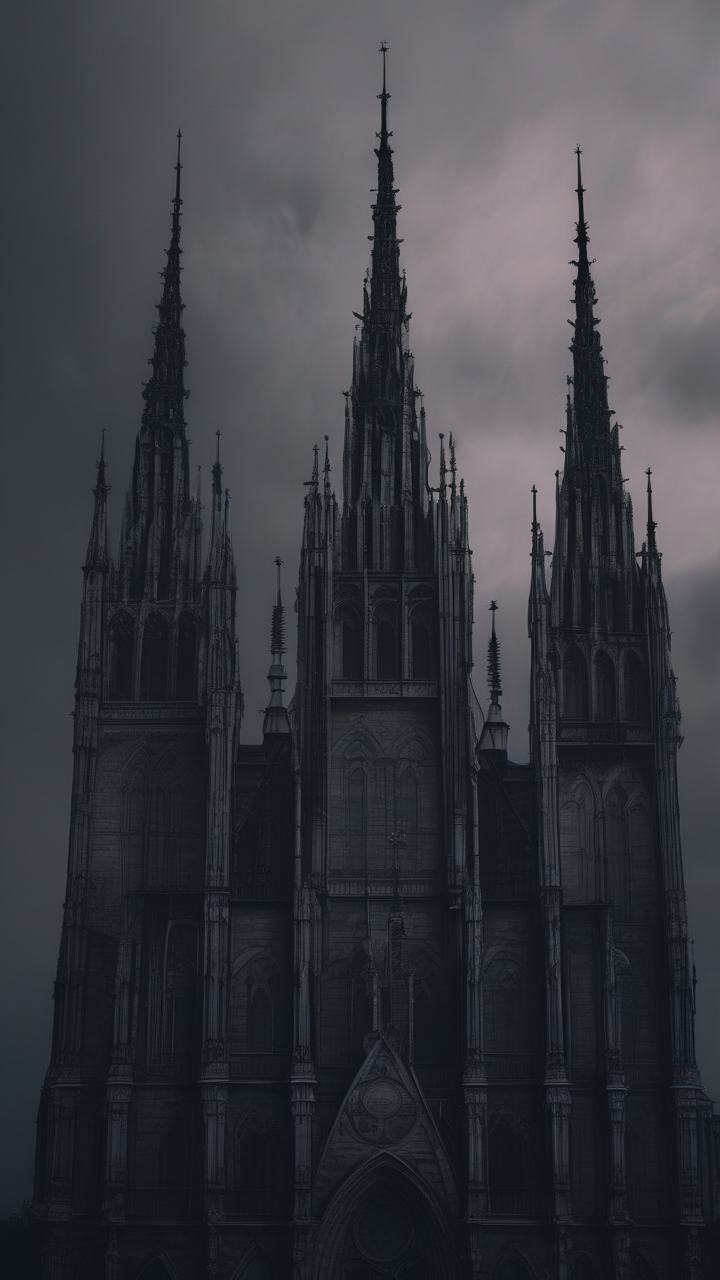 Moonlit gothic cathedral spires