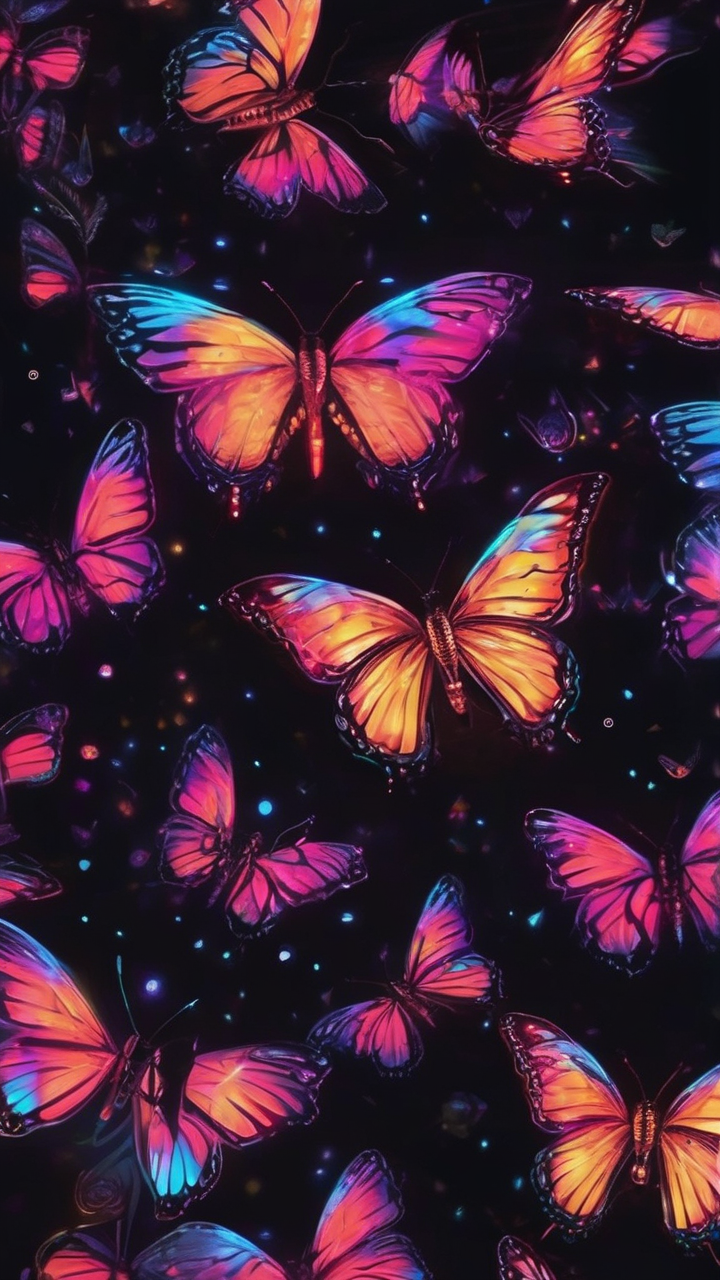 Neon butterfly wallpaper