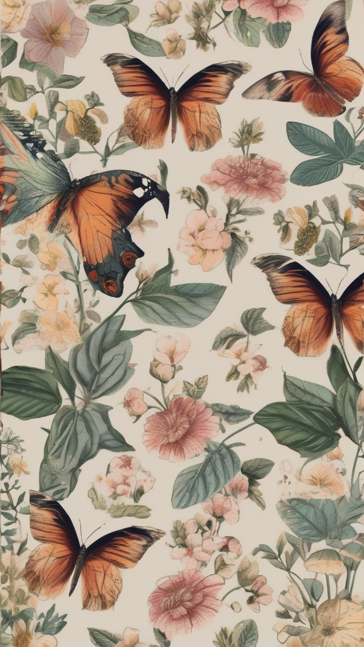 Butterfly and florals pattern
