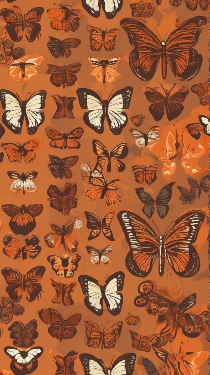 Retro groovy butterfly pattern