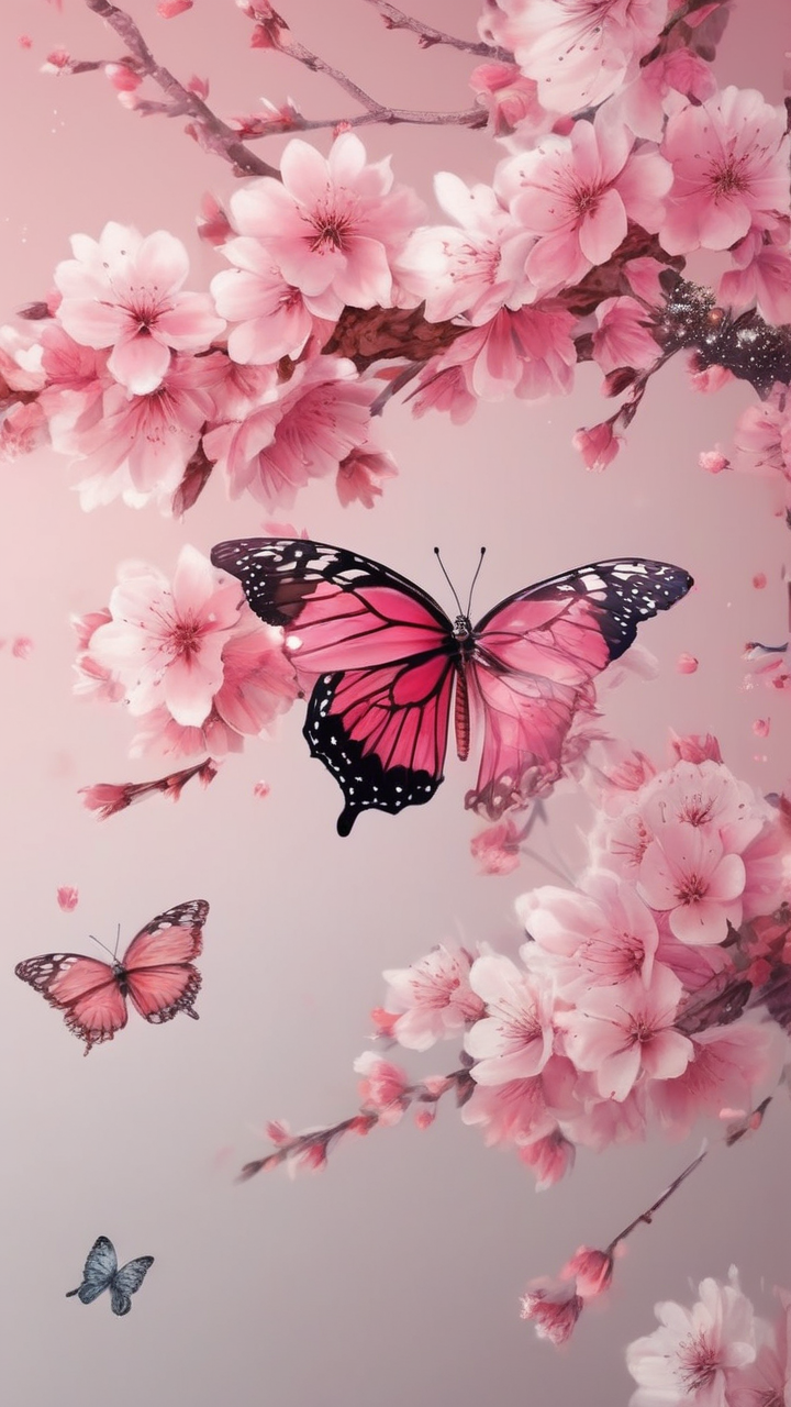 Cherry blossom and butterfly wallpaper