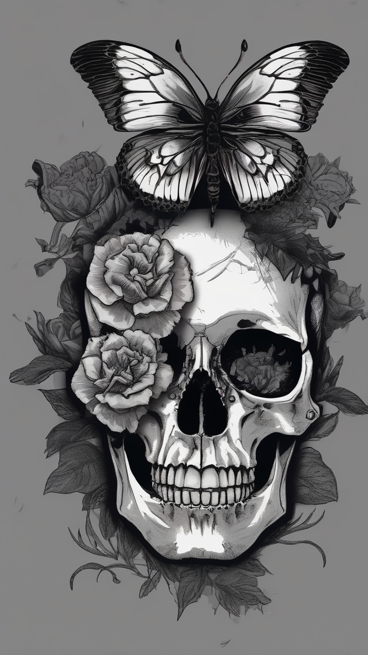 Butterfly skull art wallpaper