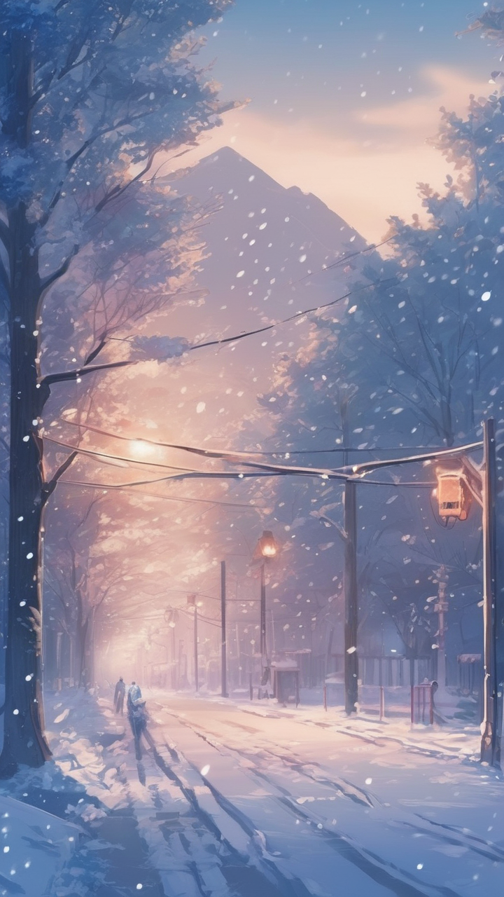Anime winter snow wallpaper