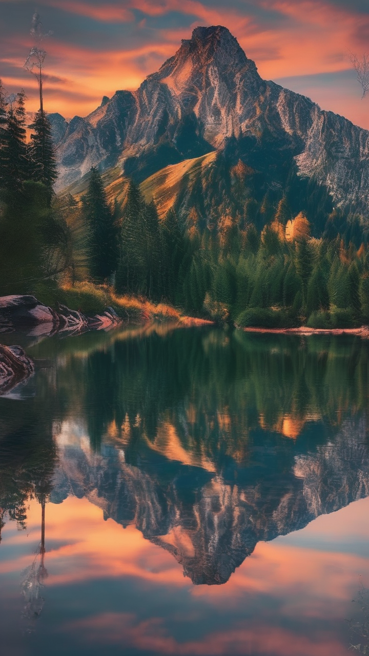 Mountain lake reflection wallpaper