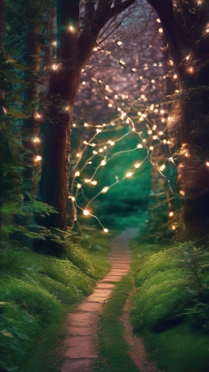 Enchanted forest path wallpaper