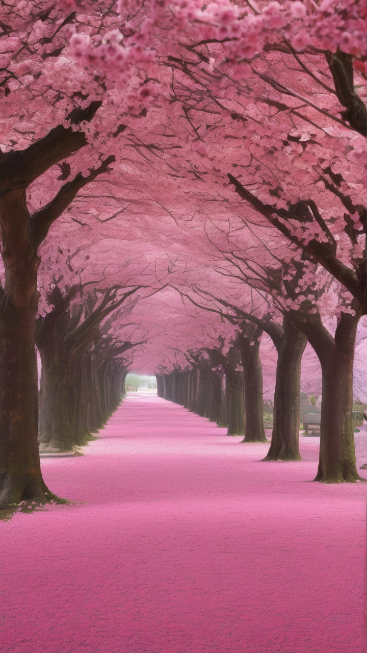 Cherry blossom tunnel wallpaper