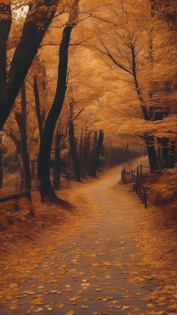 Autumn forest path wallpaper