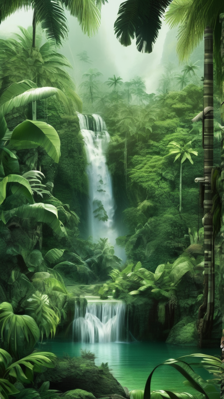 Waterfall in jungle wallpaper