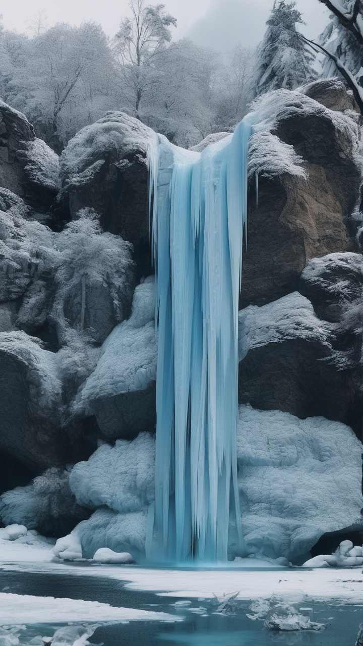 Frozen waterfall wallpaper