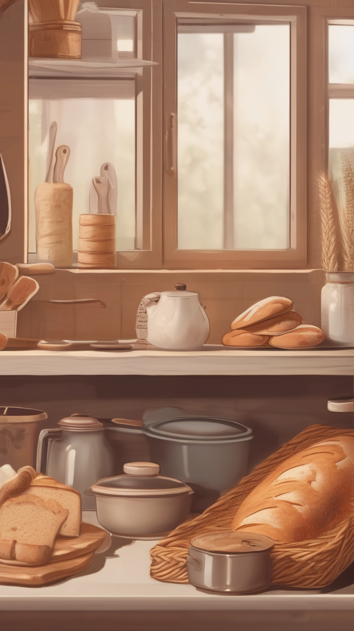 Bread baking cozy kitchen wallpaper