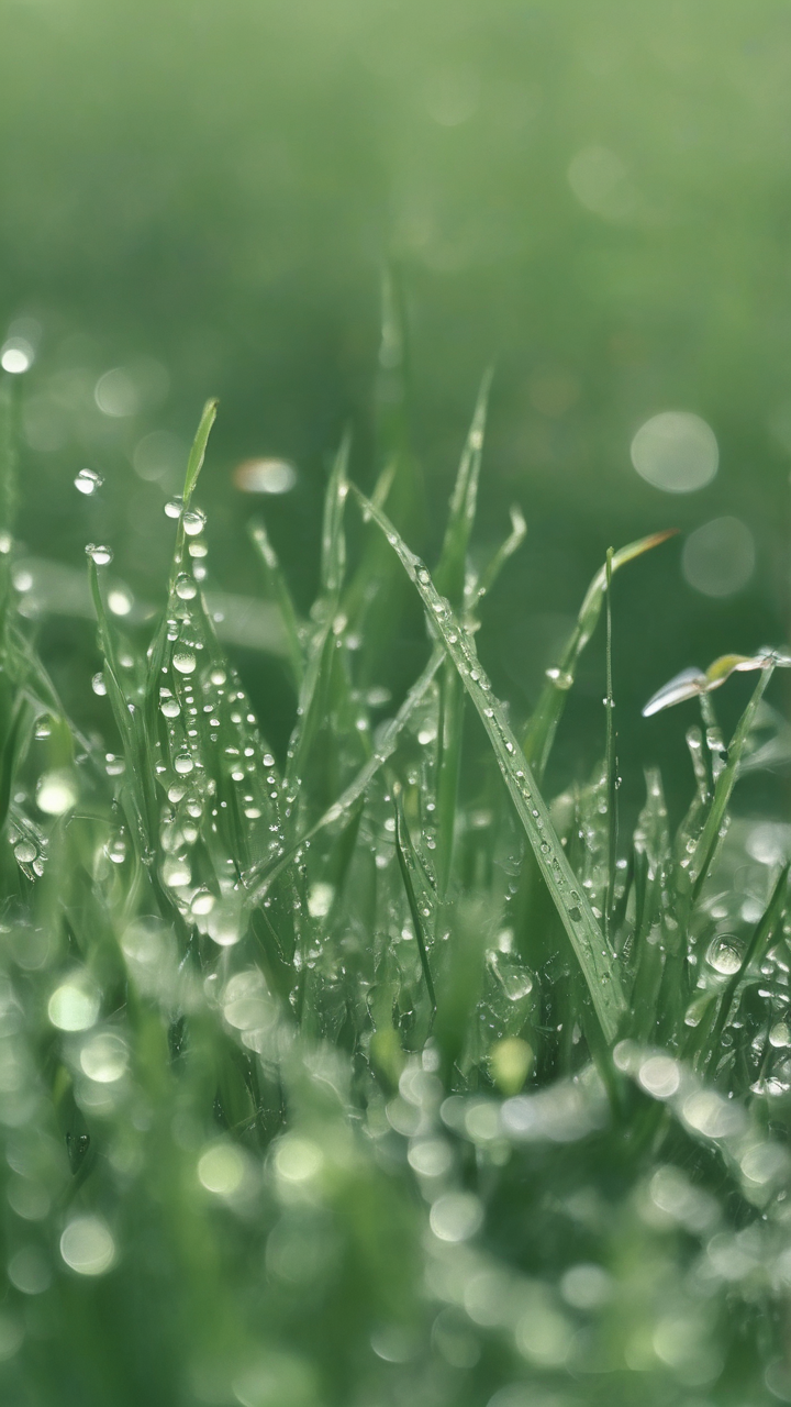 Morning dew on grass wallpaper