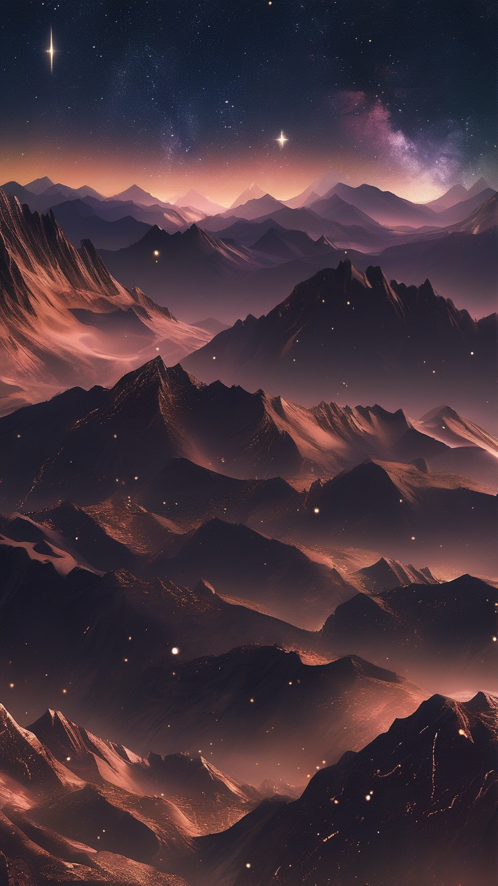 Milky way over mountains wallpaper