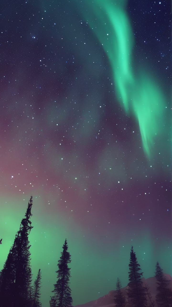 Aurora and starry sky wallpaper