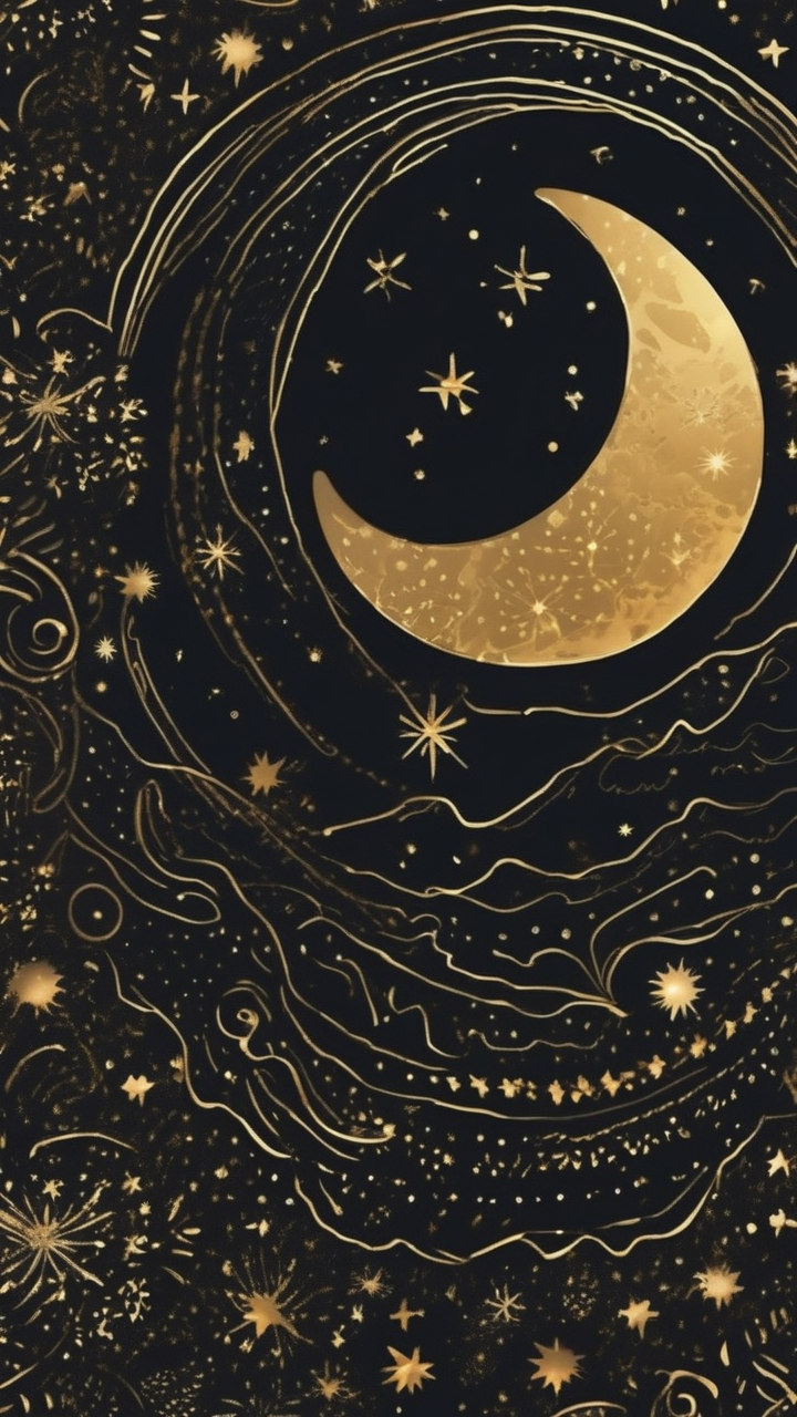 Celestial moon and stars pattern wallpaper