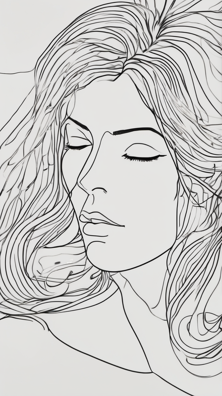 Line art face minimalist wallpaper