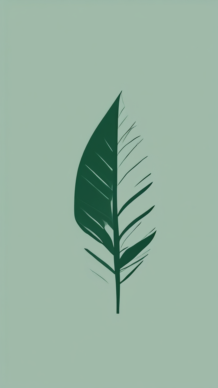 Negative space minimalist leaf wallpaper