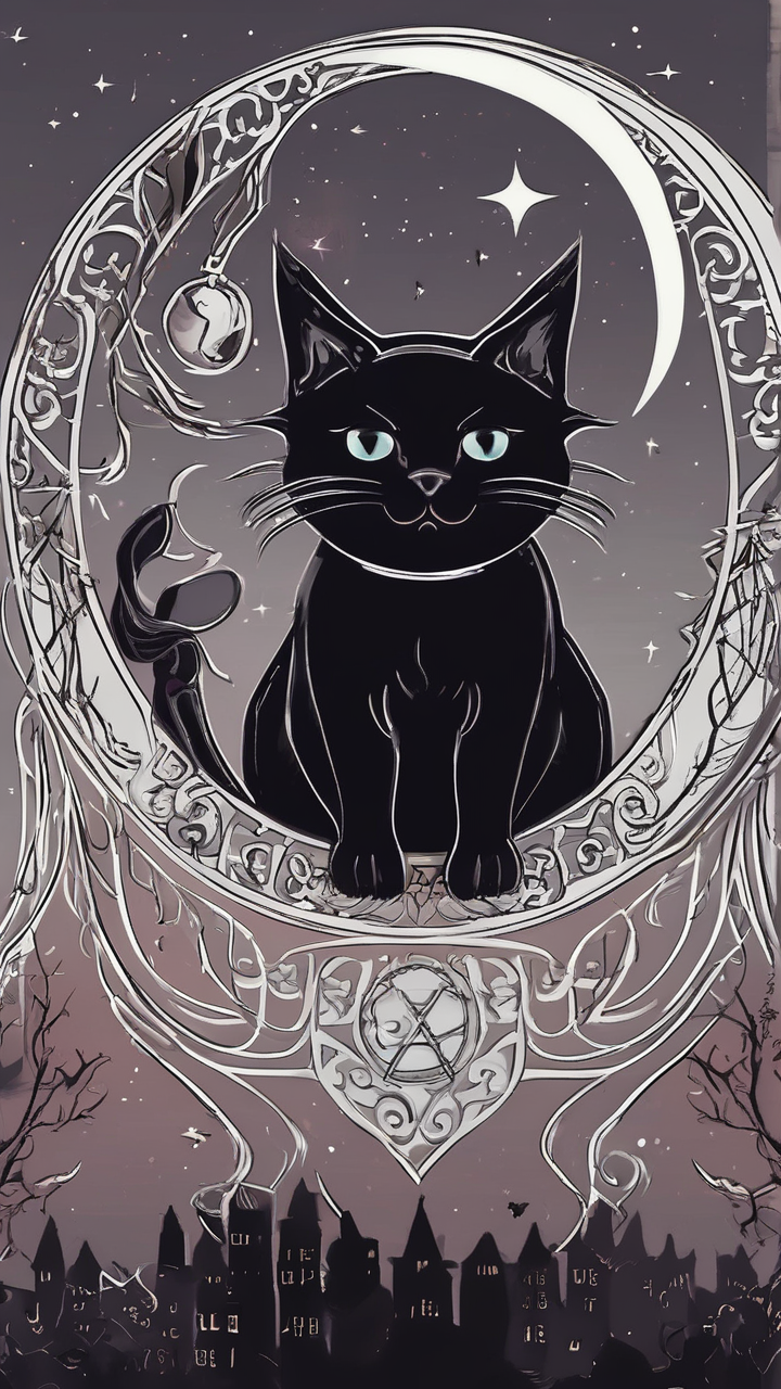 Black cat moon wallpaper