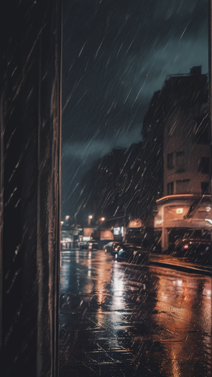 Rainy window night wallpaper