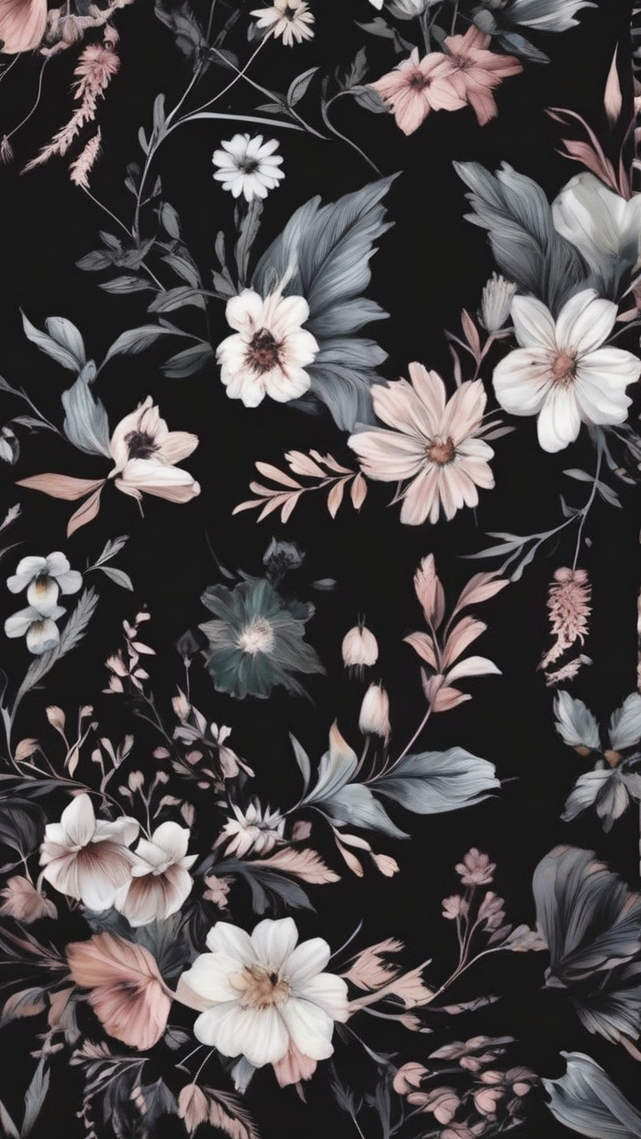 Dark floral pattern wallpaper