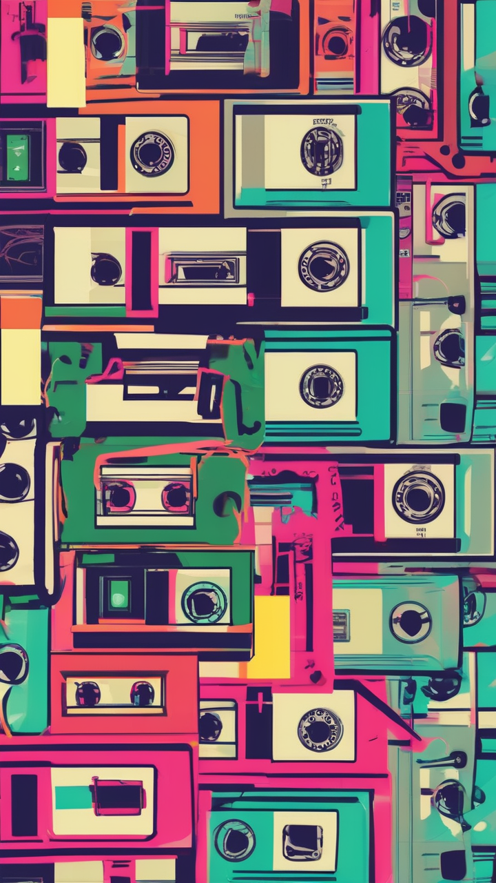 Retro cassette tape wallpaper