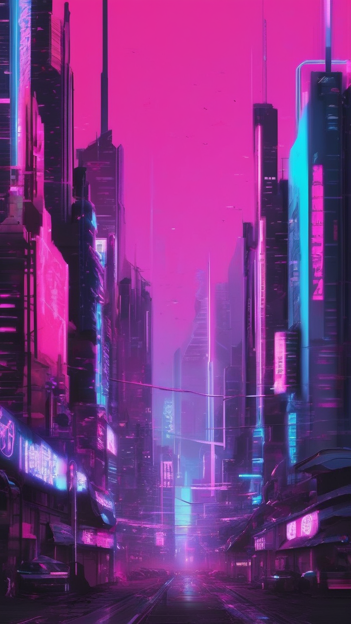 Cyberpunk city skyline wallpaper