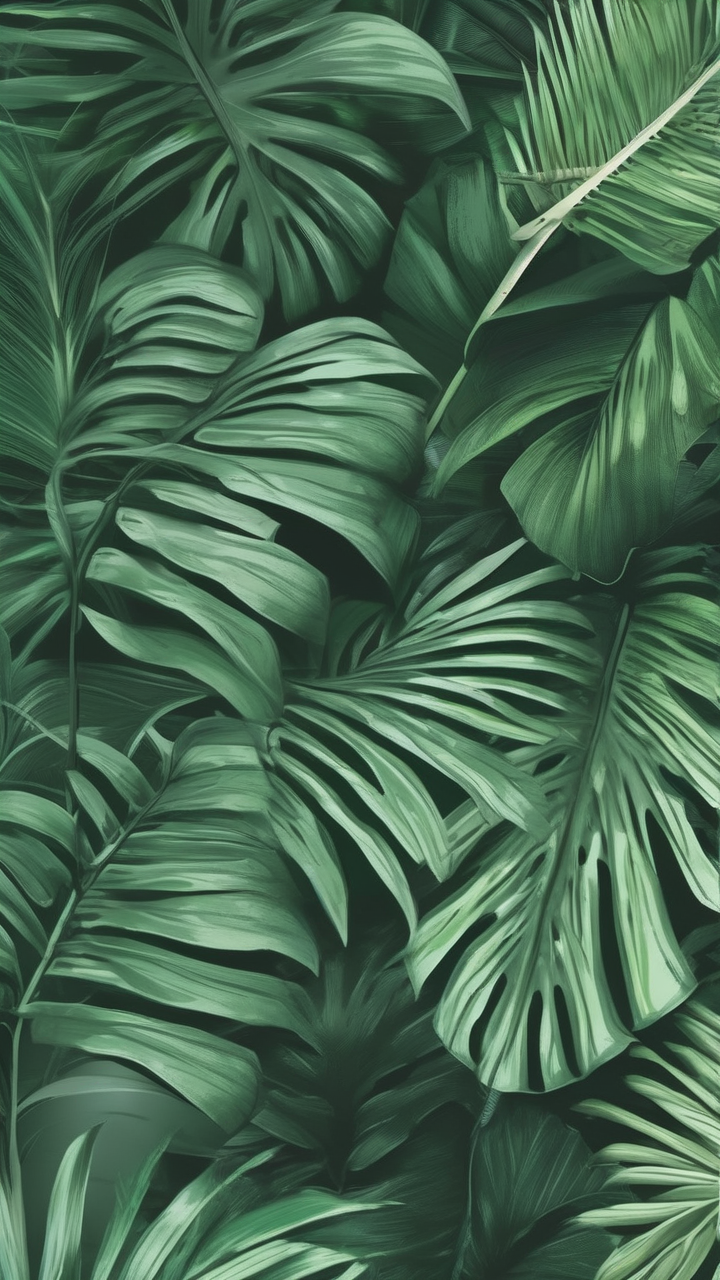 Tropical leaf pattern wallpaper