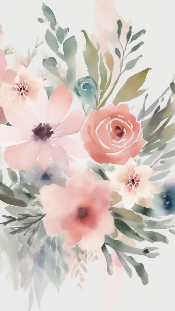 Watercolor floral bouquet wallpaper