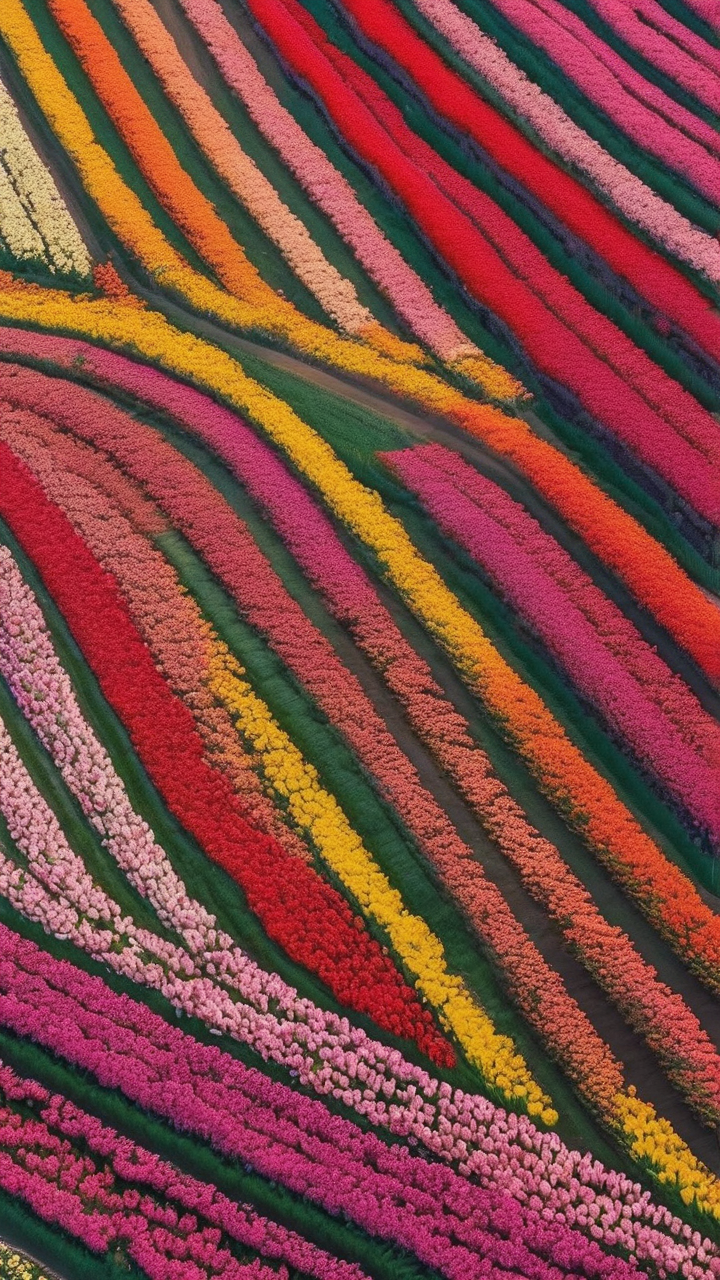 Tulip field aerial wallpaper