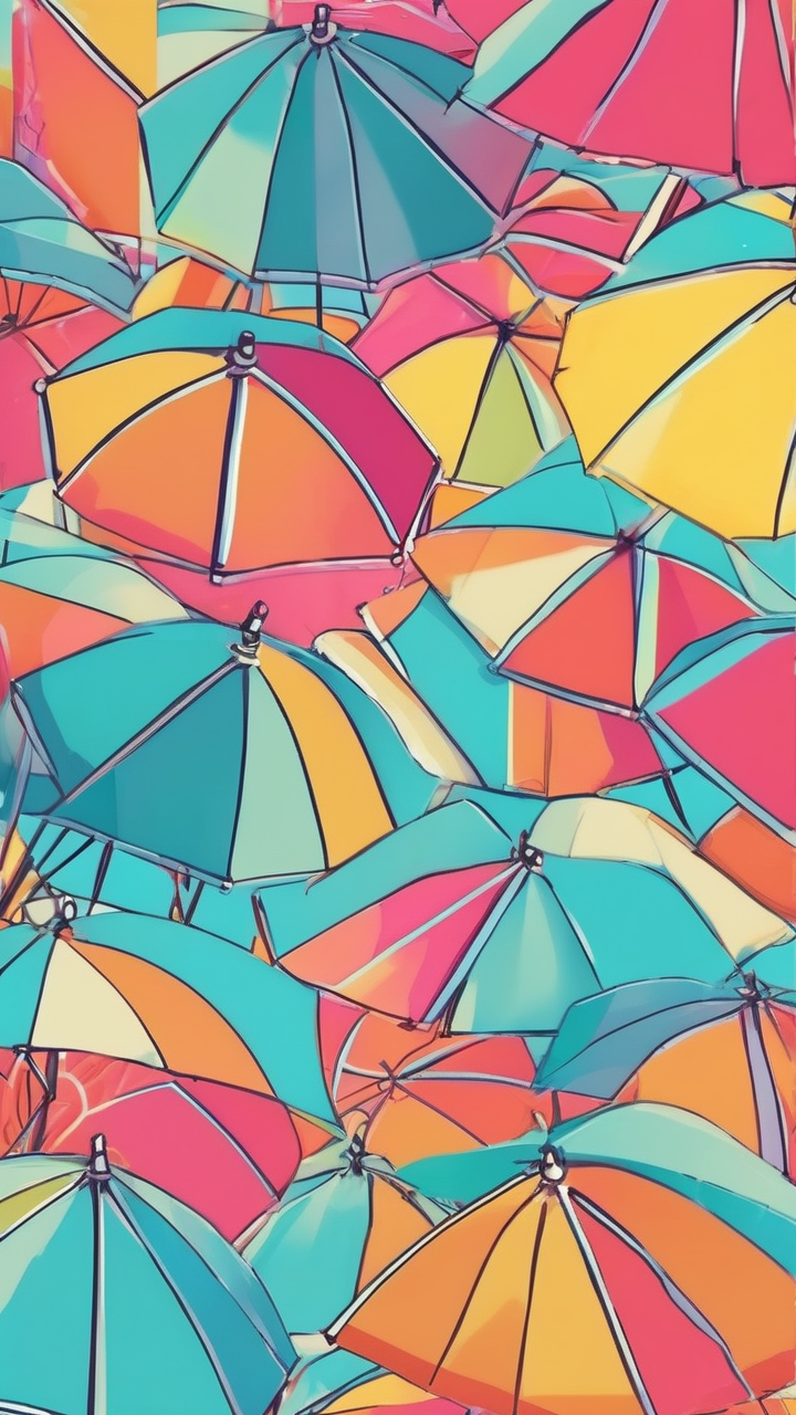 Summer beach umbrella wallpaper