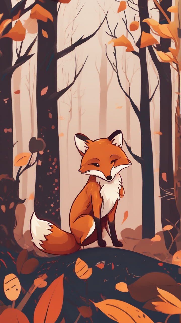 Fox in autumn forest wallpaper