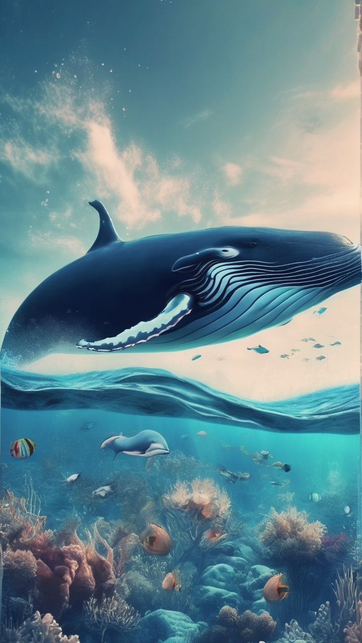 Whale underwater wallpaper