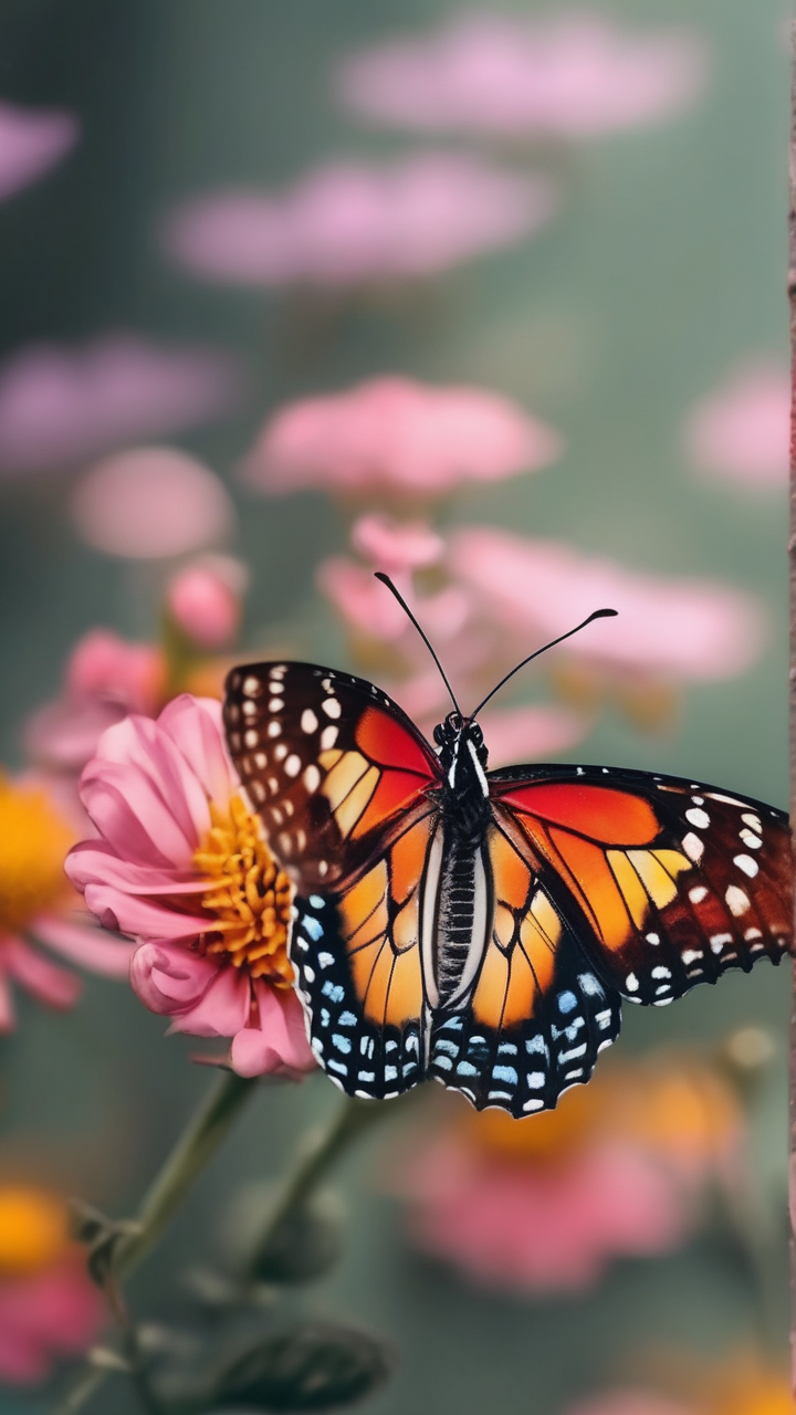 Butterfly on flower close-up wallpaper
