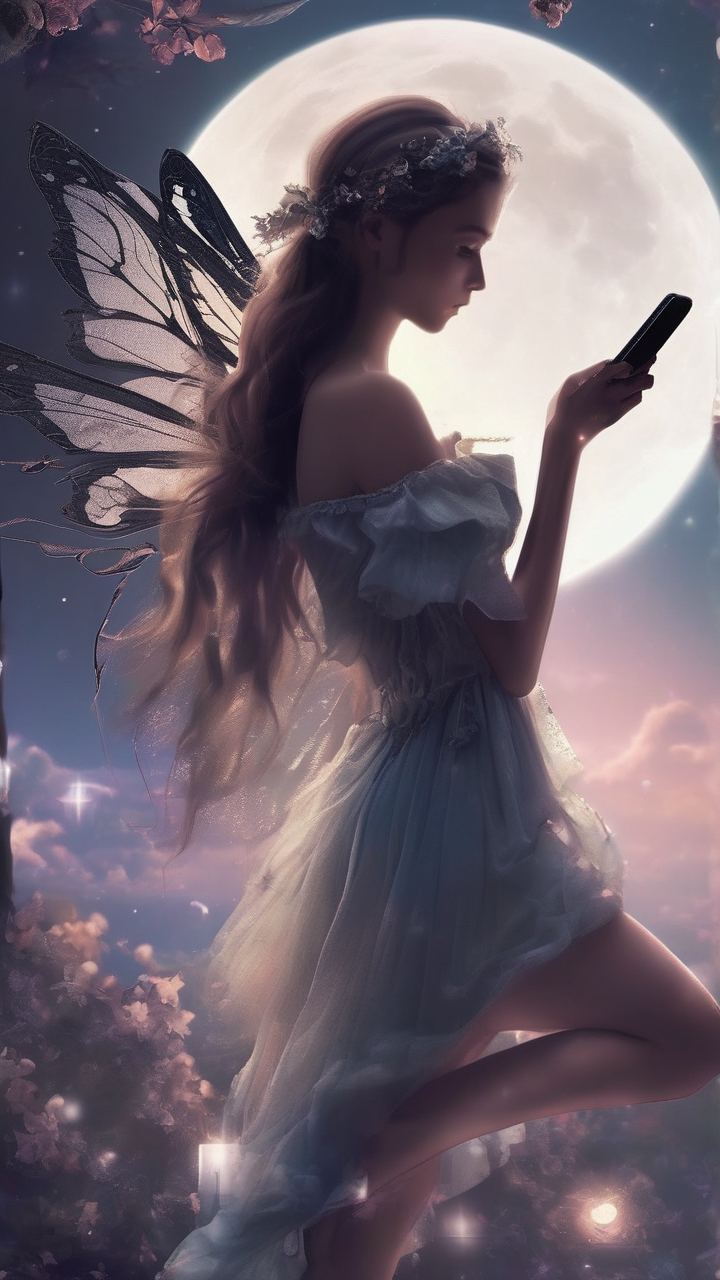 Fairy in moonlight wallpaper