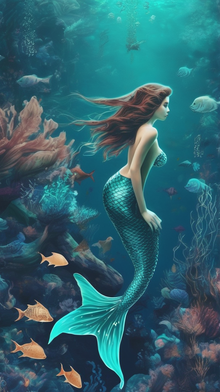 Mermaid underwater wallpaper
