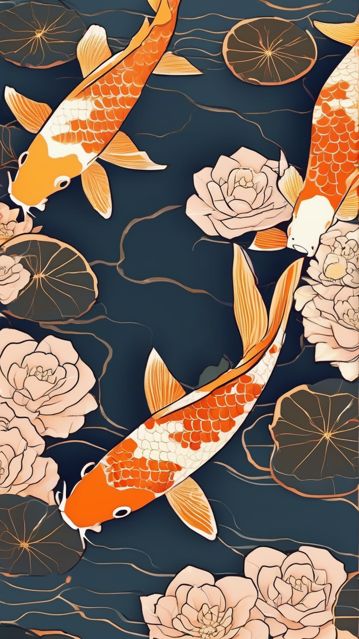 Koi fish pond wallpaper