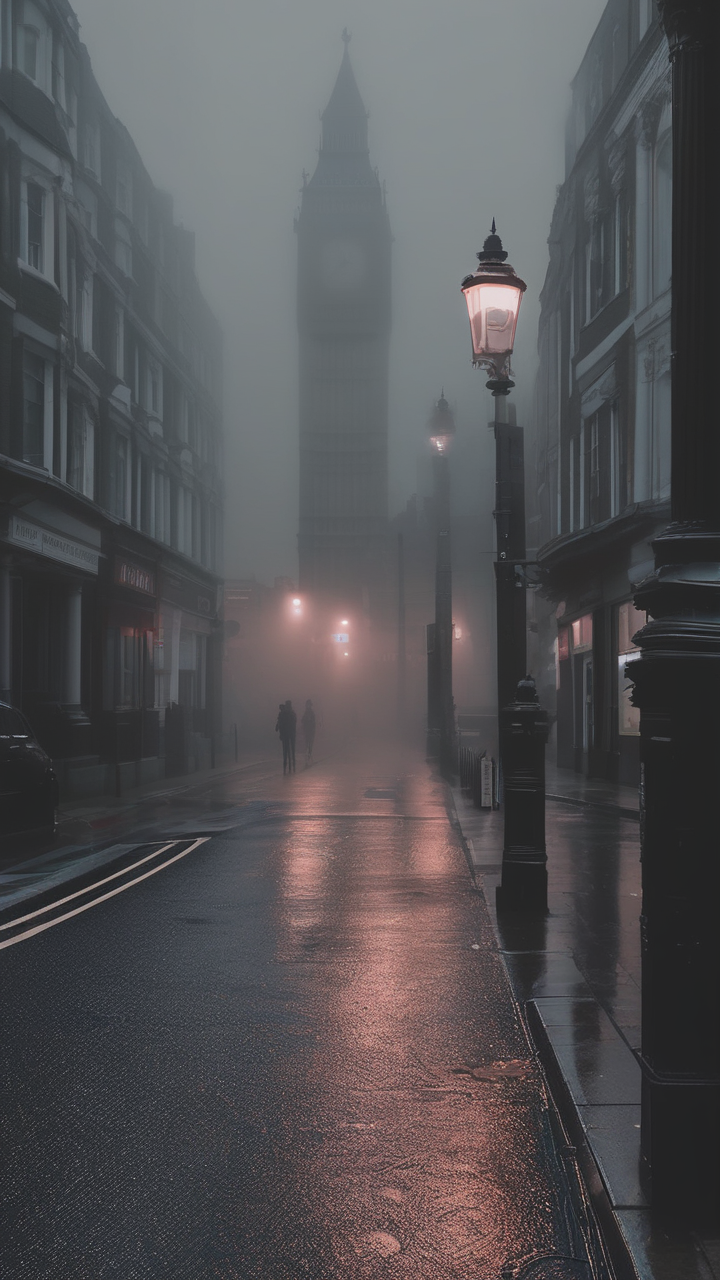 London foggy street wallpaper