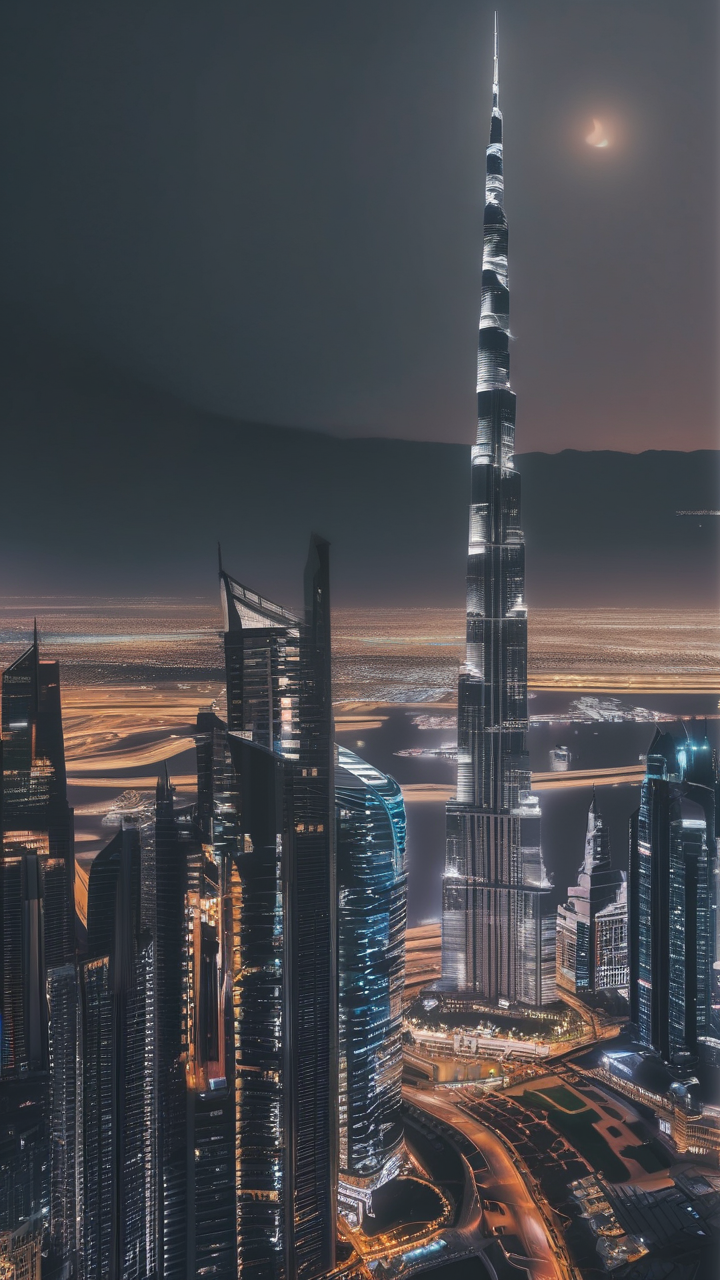 Dubai skyline night wallpaper