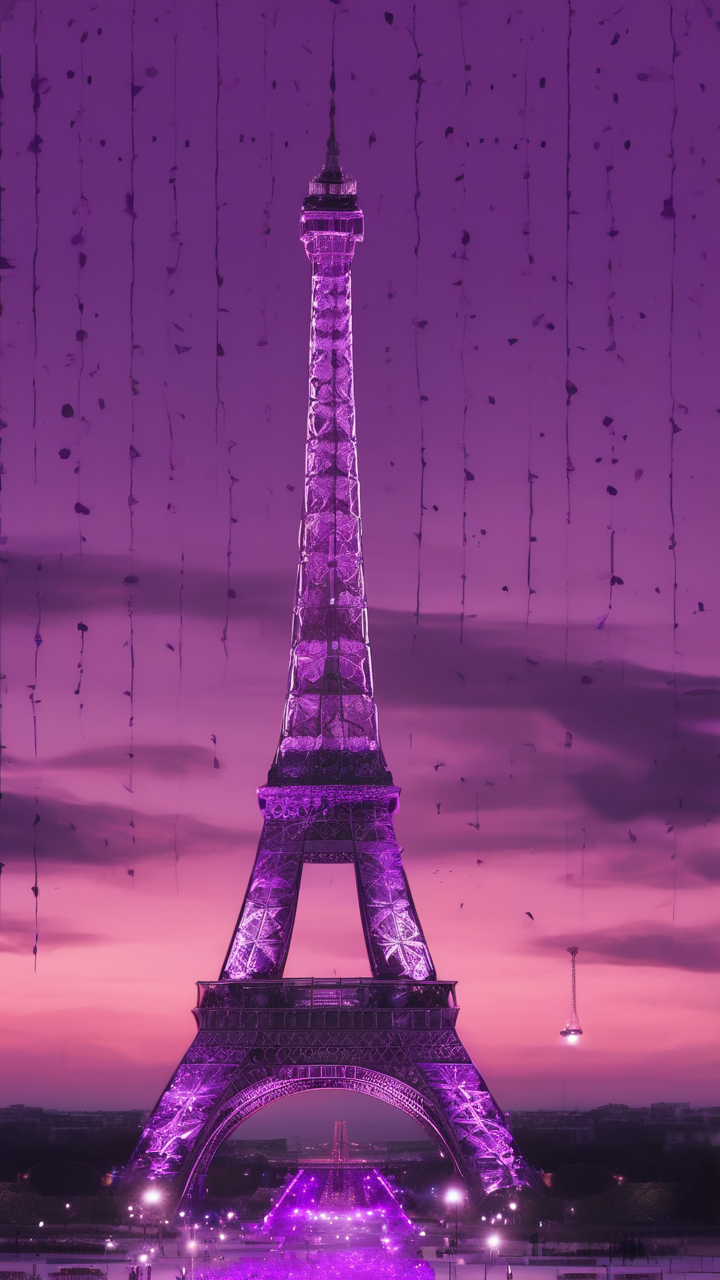 Eiffel Tower purple dusk wallpaper