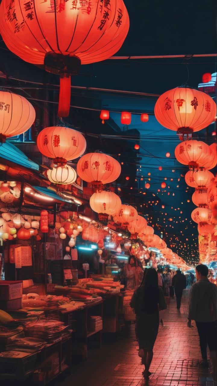 Night market lights wallpaper