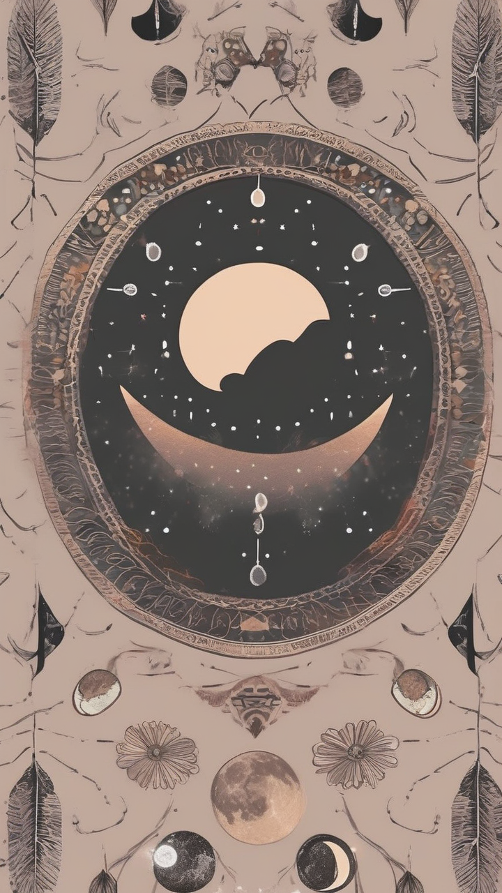 Moon phase boho wallpaper