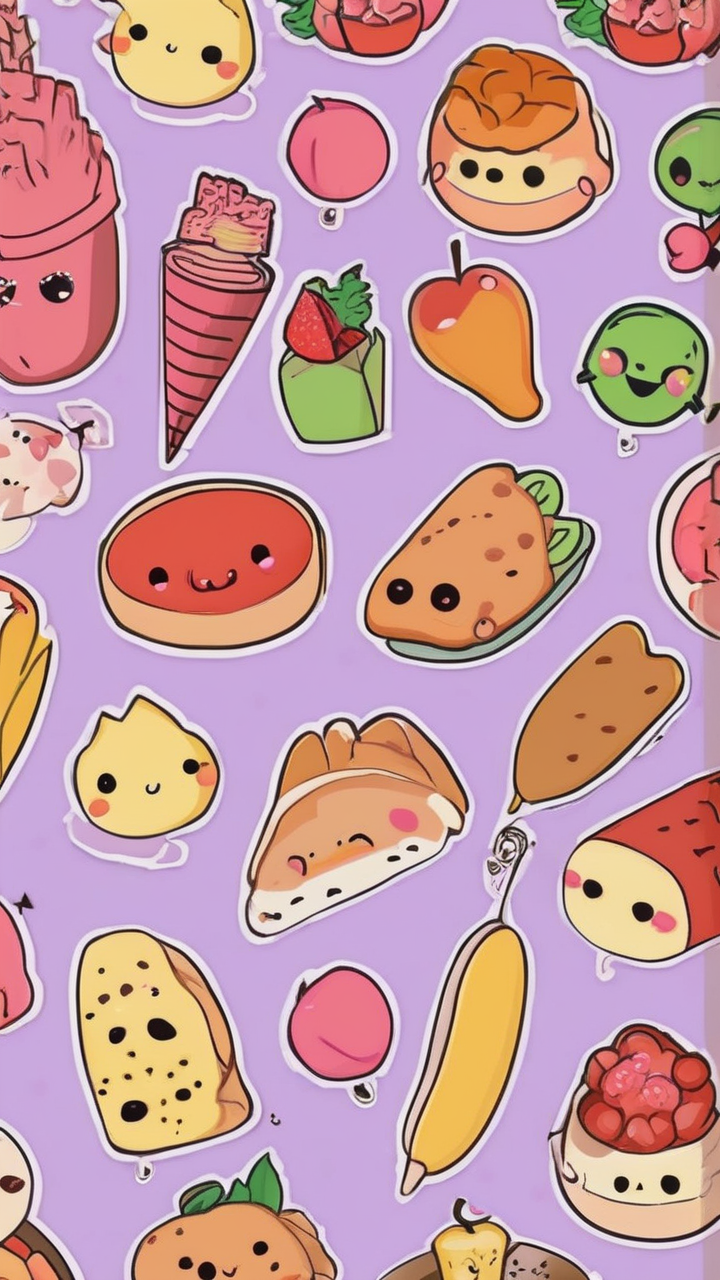 Kawaii food pattern wallpaper