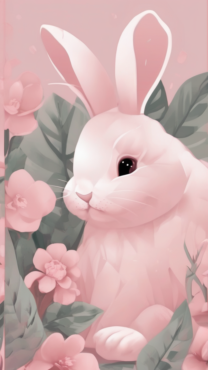 Pink bunny aesthetic wallpaper