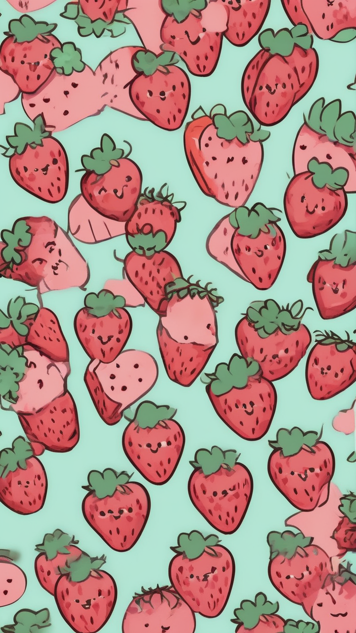 Strawberry kawaii pattern wallpaper