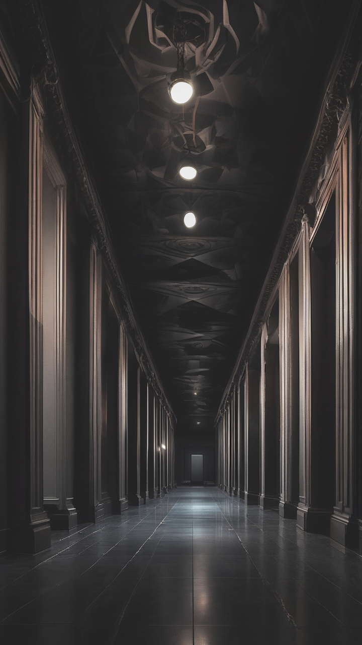Dark museum corridor wallpaper