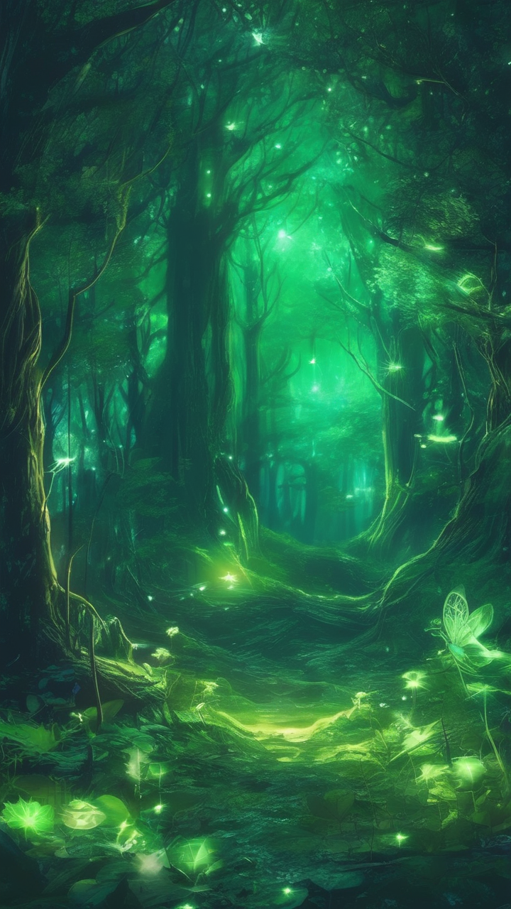 Fairycore glowing forest wallpaper