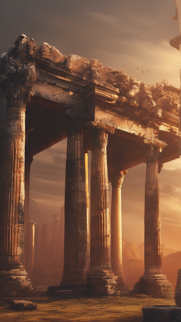 Ancient ruins golden hour wallpaper