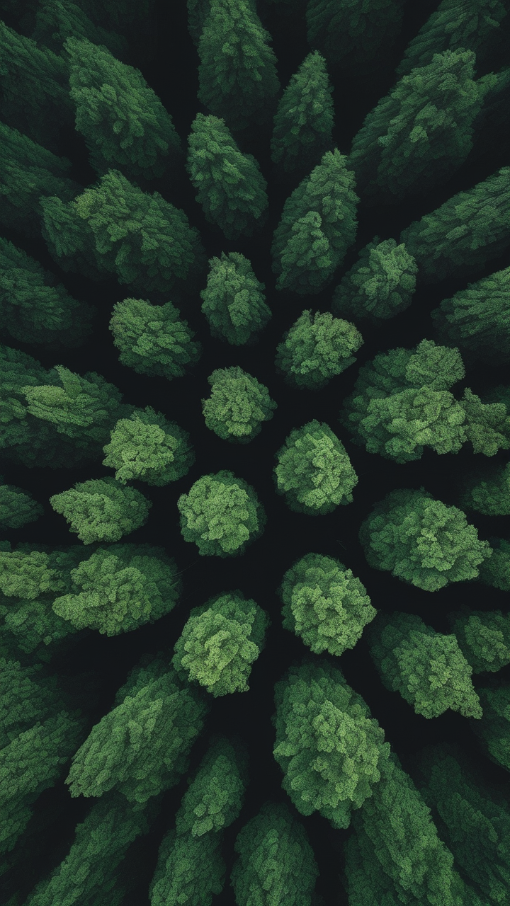 Dark green forest canopy wallpaper