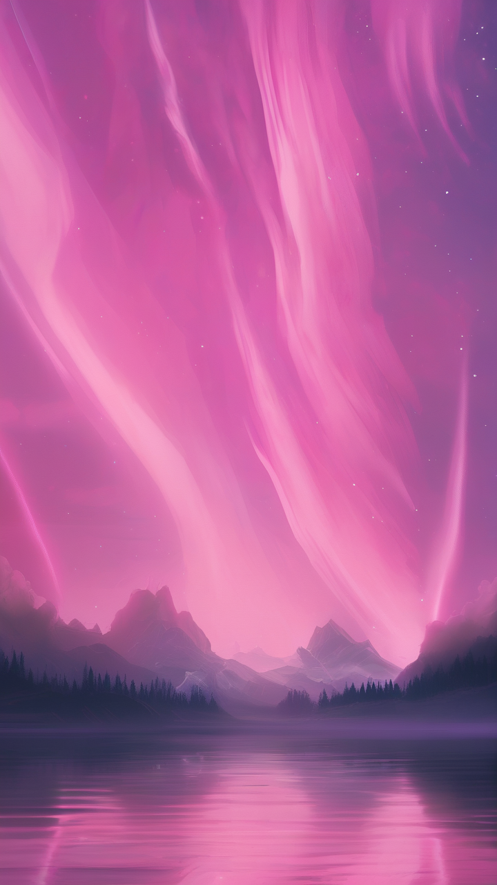 Pink aurora sky wallpaper
